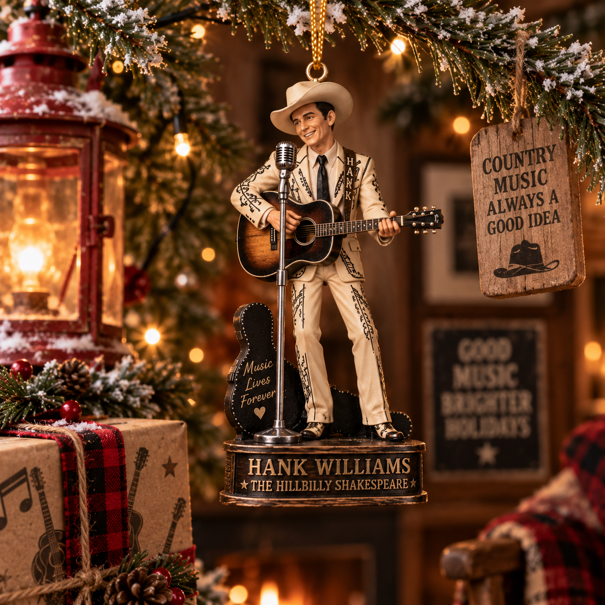 Hank Williams Collectible Christmas Ornament – Country Music Legend Gift for Fans
