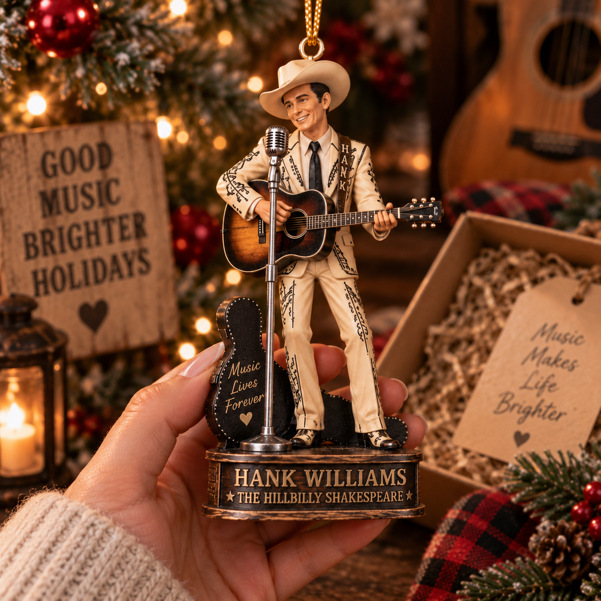 Hank Williams Collectible Christmas Ornament – Country Music Legend Gift for Fans