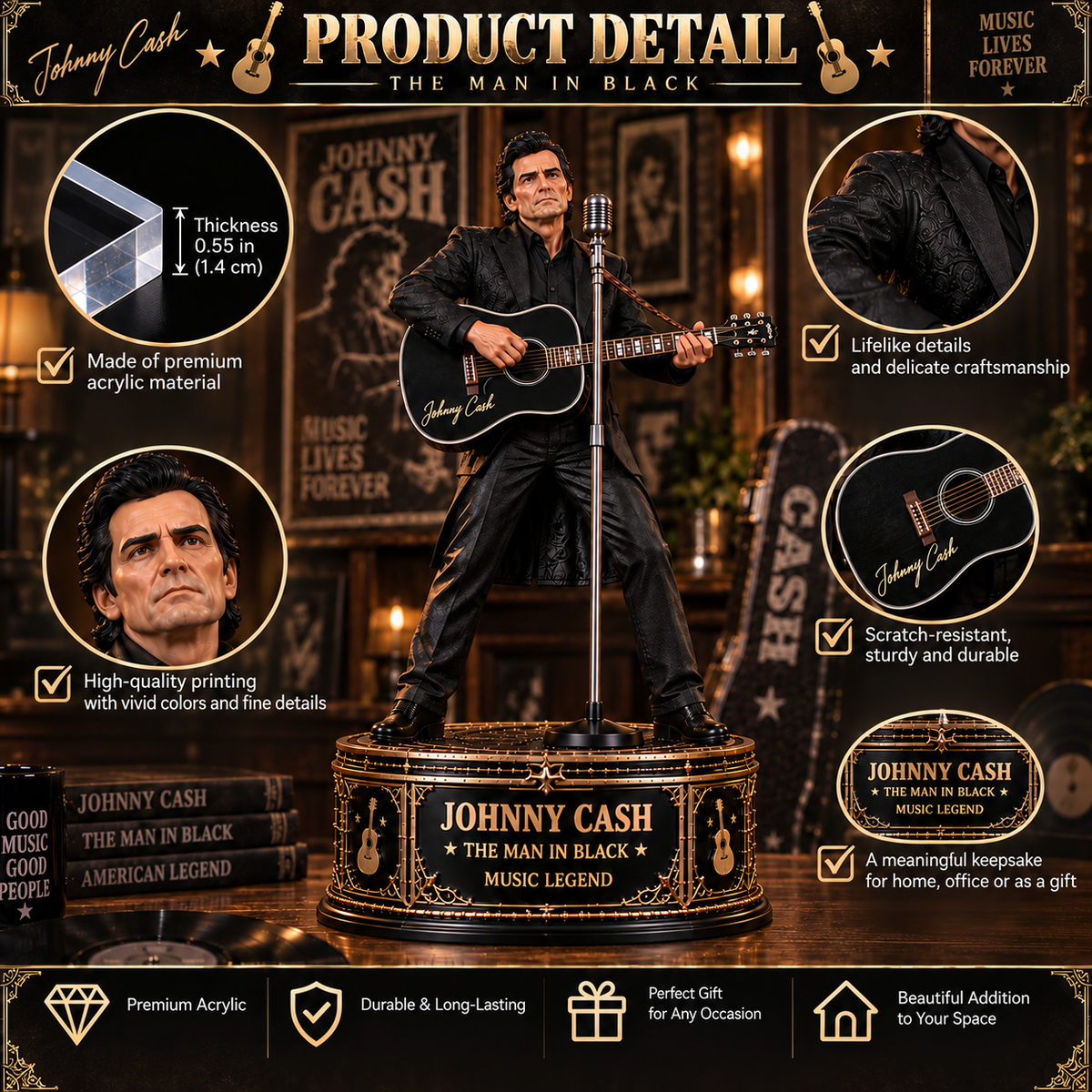 Johnny Cash The Man in Black – Collectible Acrylic Plaque