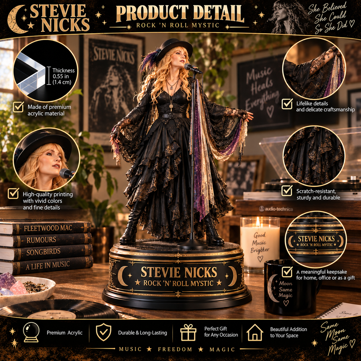 Stevie Nicks Rock ’N’ Roll Mystic – Collectible Acrylic Plaque