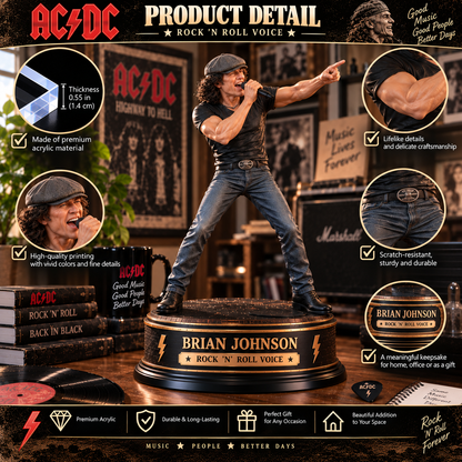 Brian Johnson Rock ’N’ Roll Voice – Collectible Acrylic Plaque Table Decor
