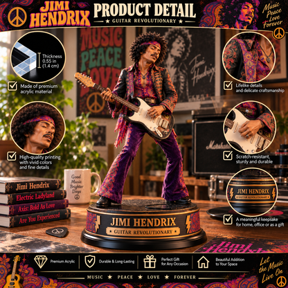 Jimi Hendrix Guitar Revolutionary – Collectible Acrylic Plaque Table Decor