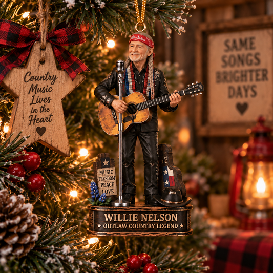 Willie Nelson Collectible Christmas Ornament – Outlaw Country Music Legend Gift for Fans