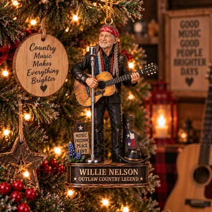 Willie Nelson Collectible Christmas Ornament – Outlaw Country Music Legend Gift for Fans