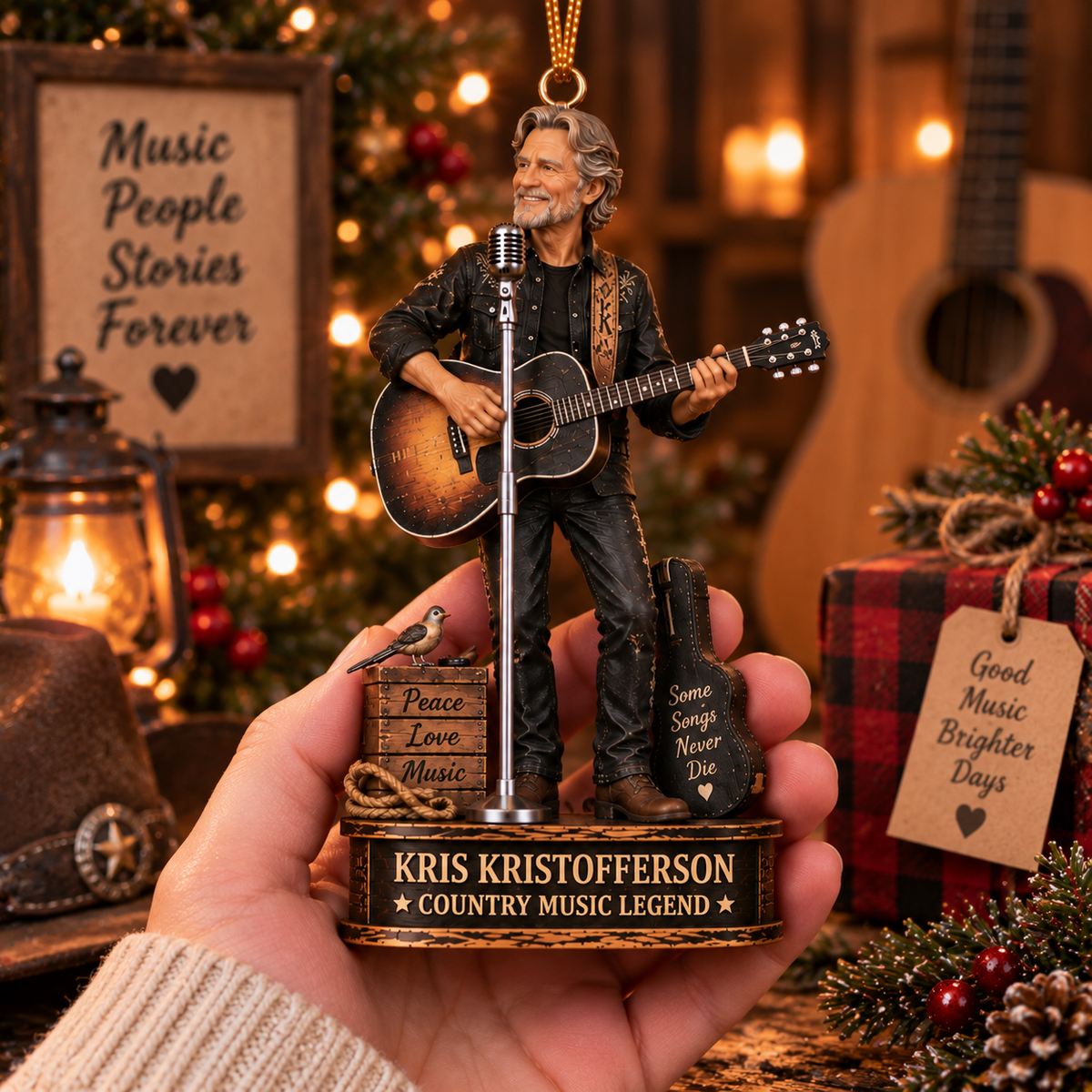 Kris Kristofferson Collectible Christmas Ornament – Country Music Legend Gift for Fans