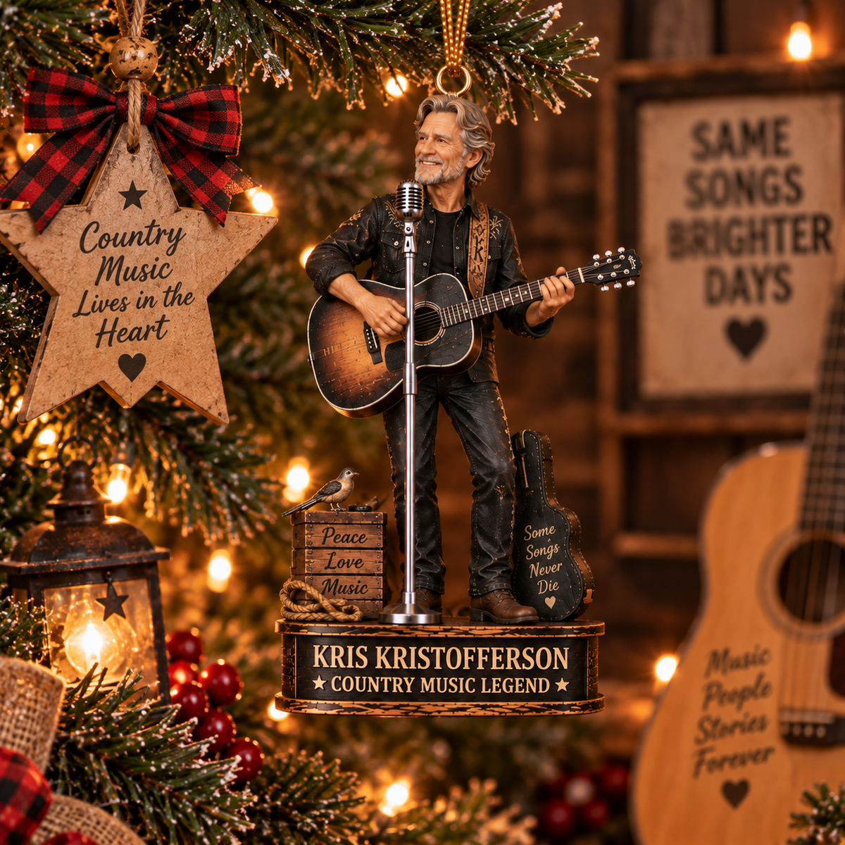 Kris Kristofferson Collectible Christmas Ornament – Country Music Legend Gift for Fans