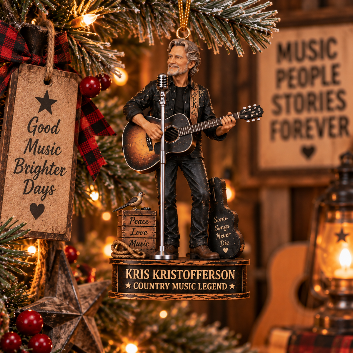 Kris Kristofferson Collectible Christmas Ornament – Country Music Legend Gift for Fans