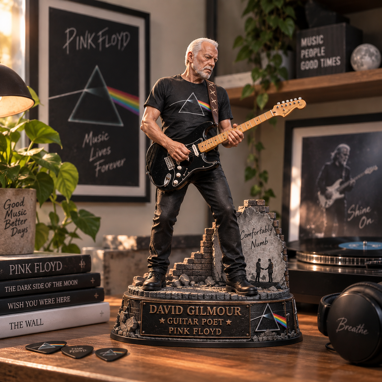 David Gilmour Guitar Poet – Pink Floyd Collectible Acrylic Plaque Table Decor