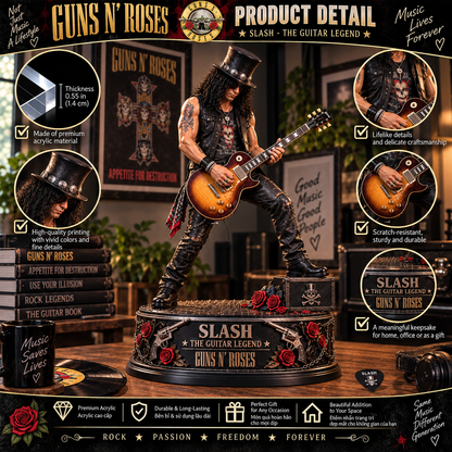 Slash The Guitar Legend – Guns N’ Roses Collectible Acrylic Plaque Table Decor