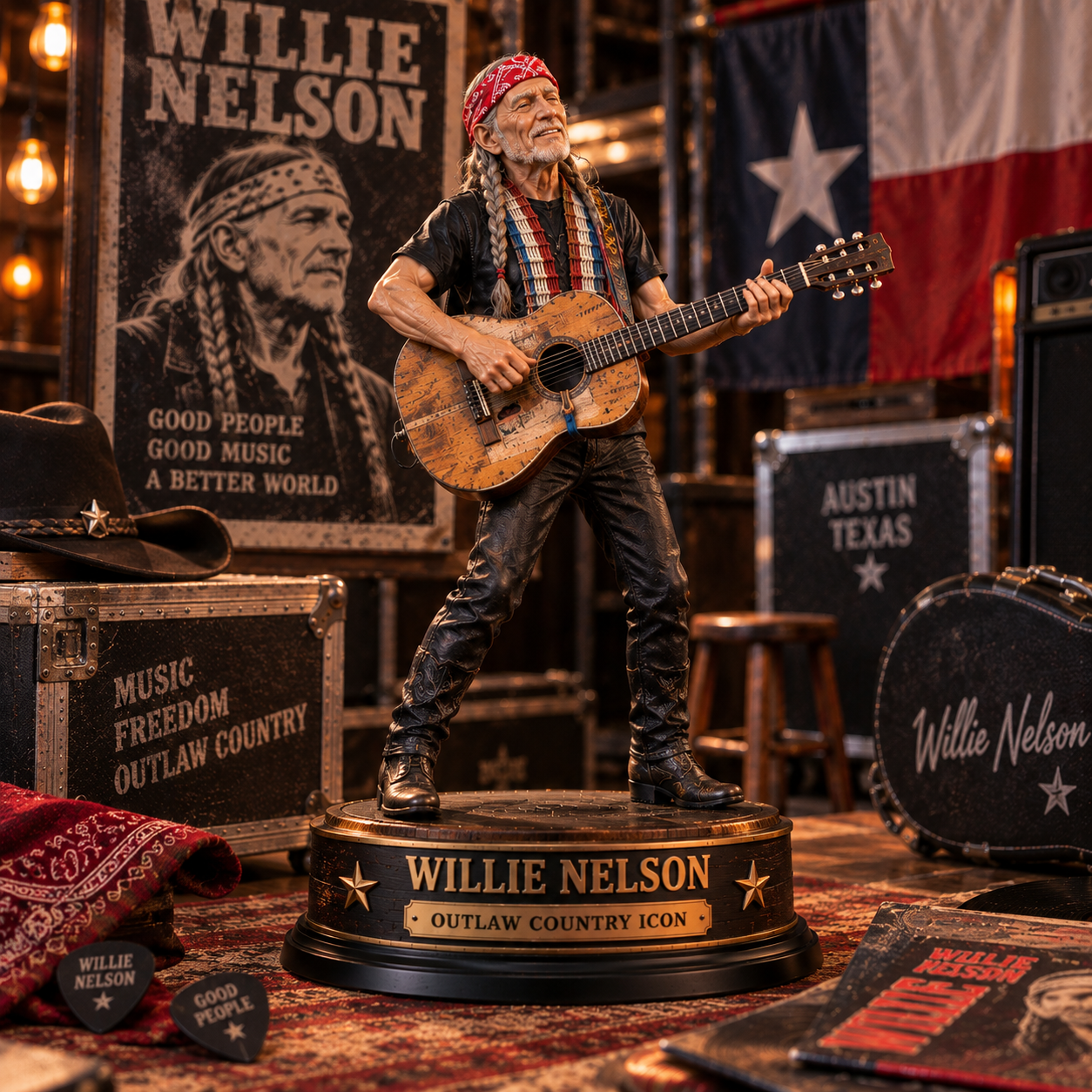 Willie Nelson Outlaw Country Icon – Collectible Acrylic Plaque Table Decor