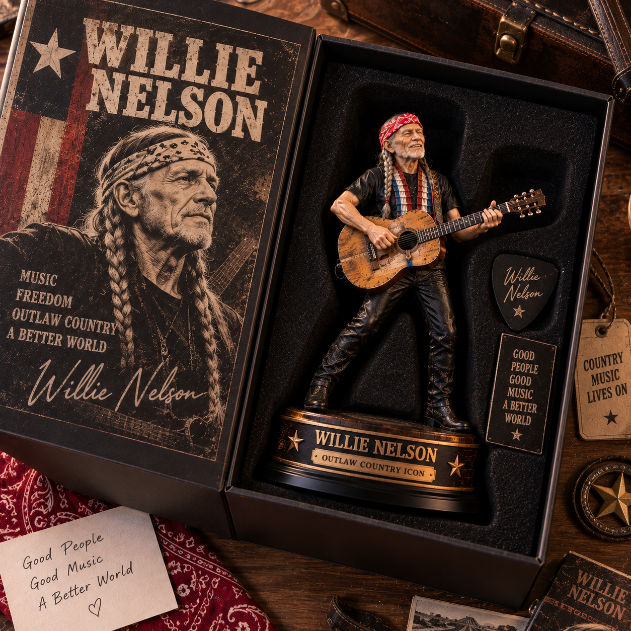 Willie Nelson Outlaw Country Icon – Collectible Acrylic Plaque Table Decor