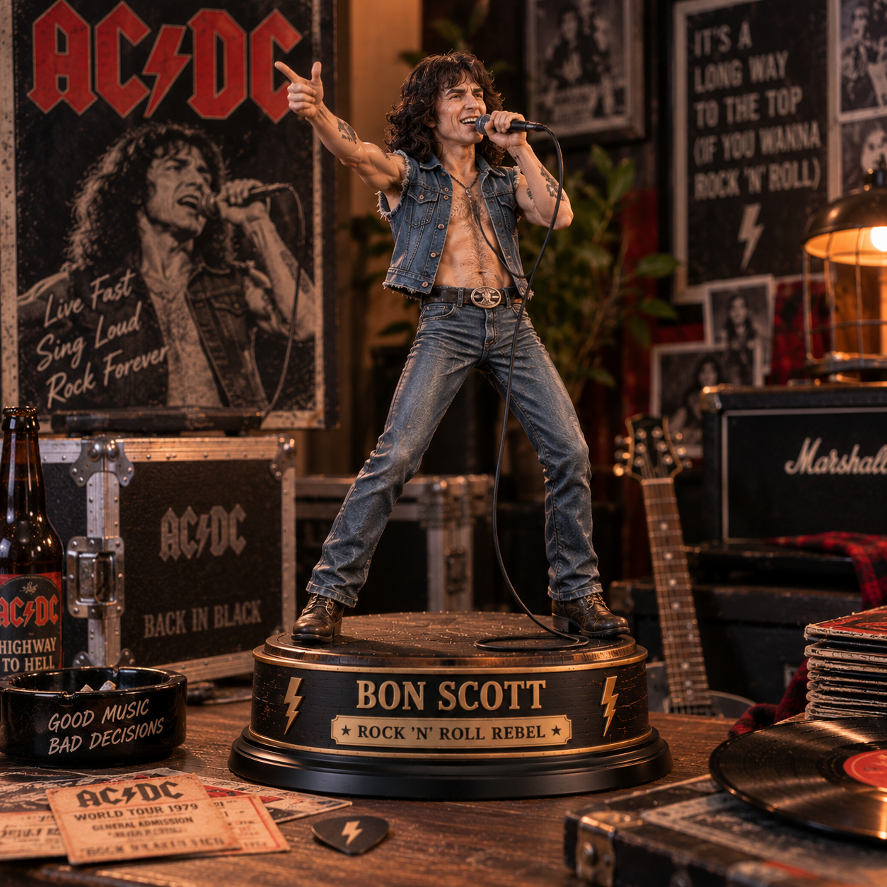 Bon Scott Rock ’N’ Roll Rebel – Collectible Acrylic Plaque Table Decor
