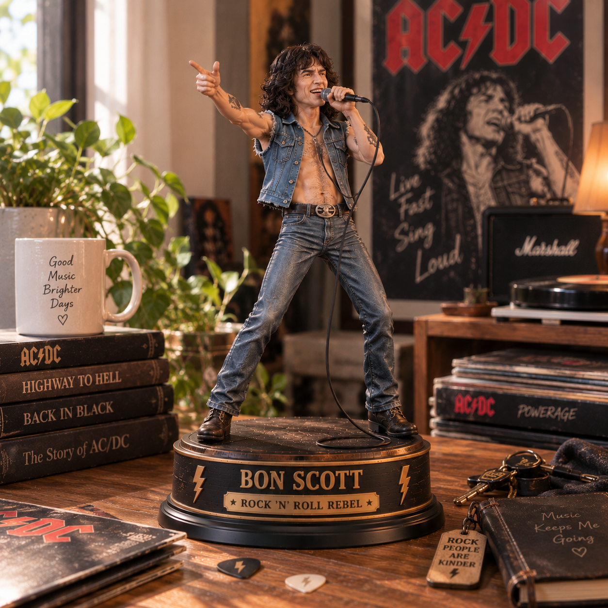 Bon Scott Rock ’N’ Roll Rebel – Collectible Acrylic Plaque Table Decor