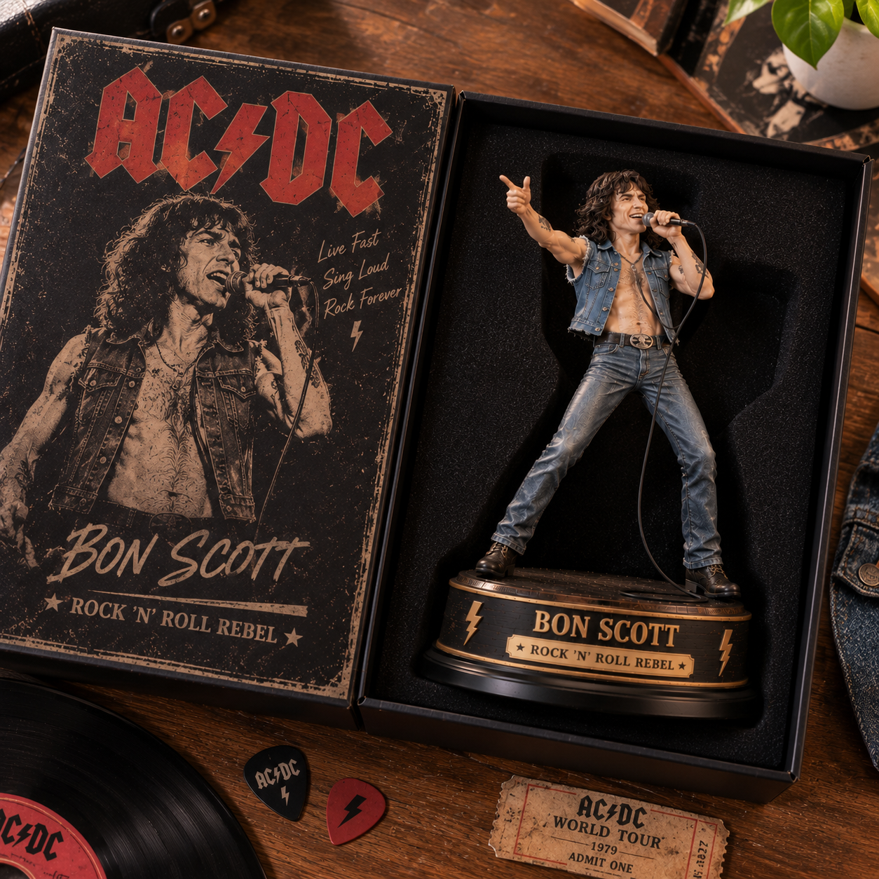 Bon Scott Rock ’N’ Roll Rebel – Collectible Acrylic Plaque Table Decor