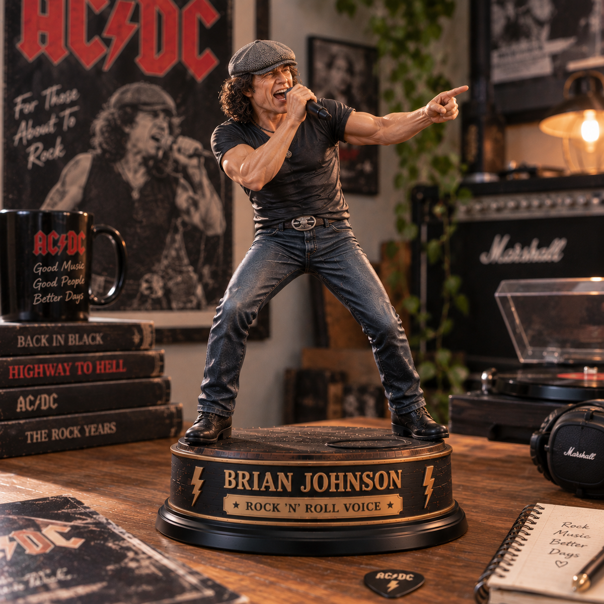 Brian Johnson Rock ’N’ Roll Voice – Collectible Acrylic Plaque Table Decor