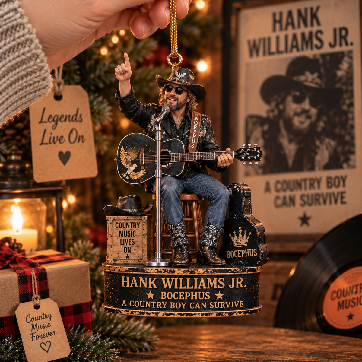 Hank Williams Jr. Bocephus – A Country Boy Can Survive Collectible Acrylic Ornament
