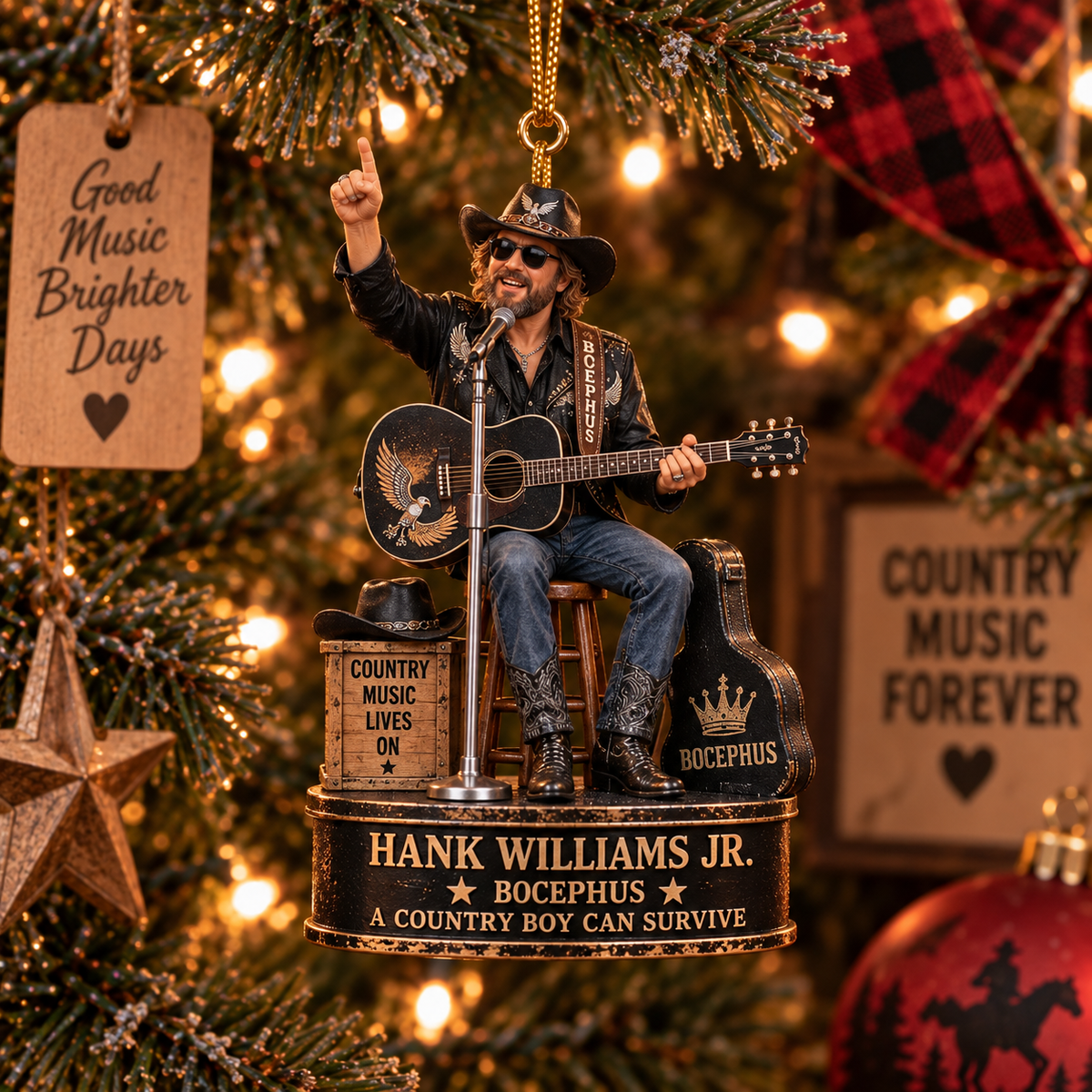 Hank Williams Jr. Bocephus – A Country Boy Can Survive Collectible Acrylic Ornament