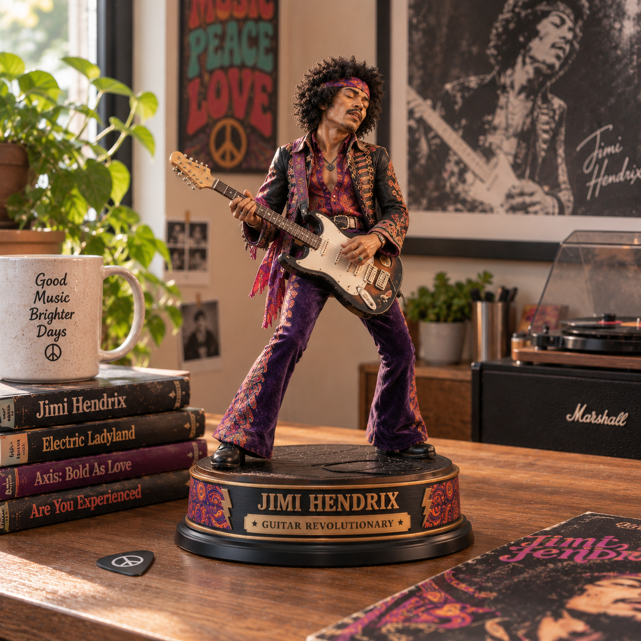 Jimi Hendrix Guitar Revolutionary – Collectible Acrylic Plaque Table Decor