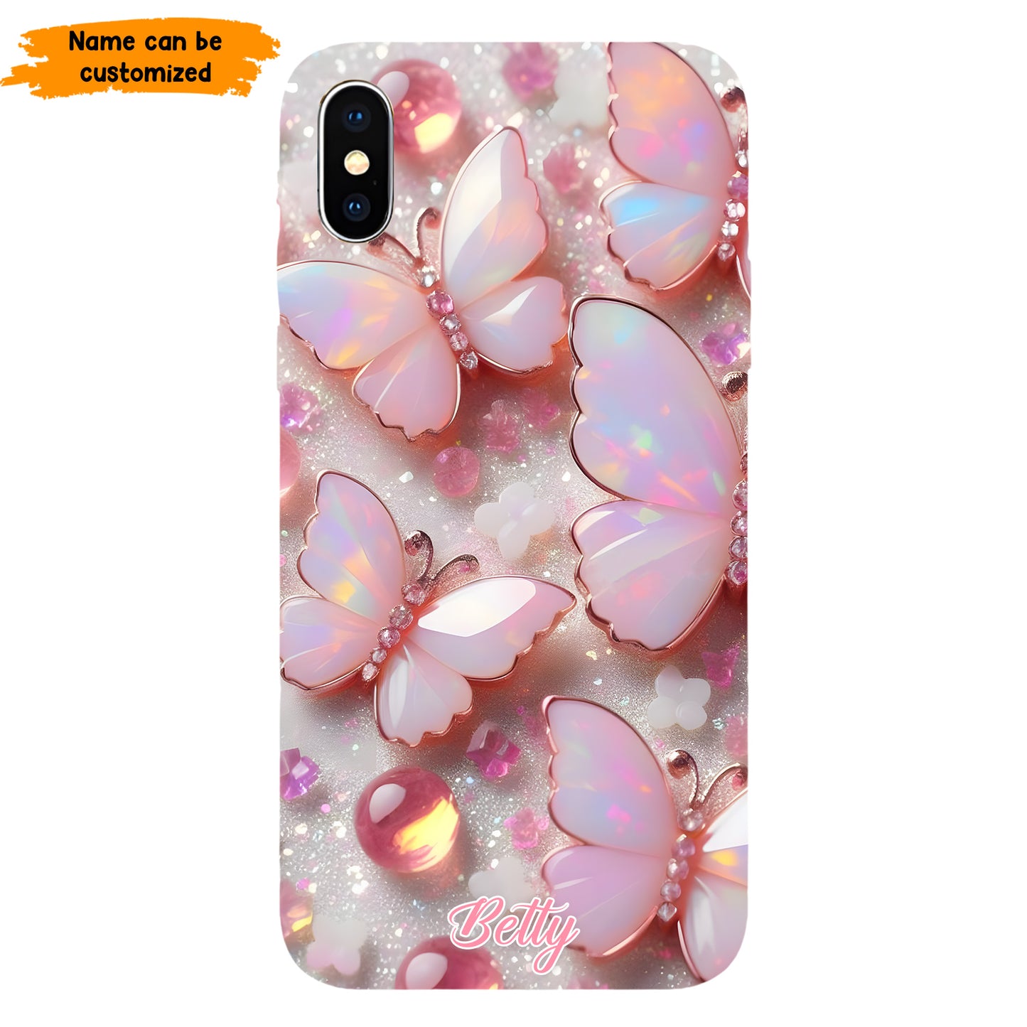 Personalized Pink Opal Butterfly Phone Case