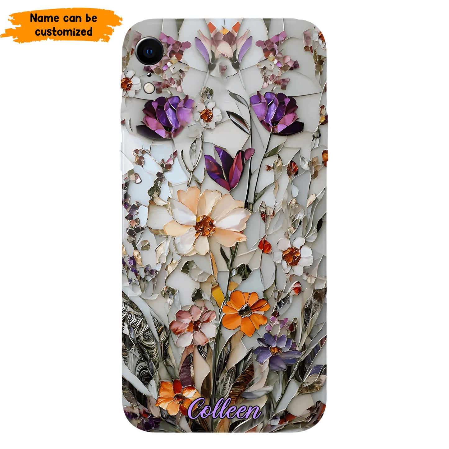 Mosaic Pressed Flowers – Personalized Phone Case