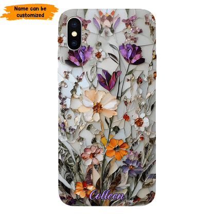 Mosaic Pressed Flowers – Personalized Phone Case