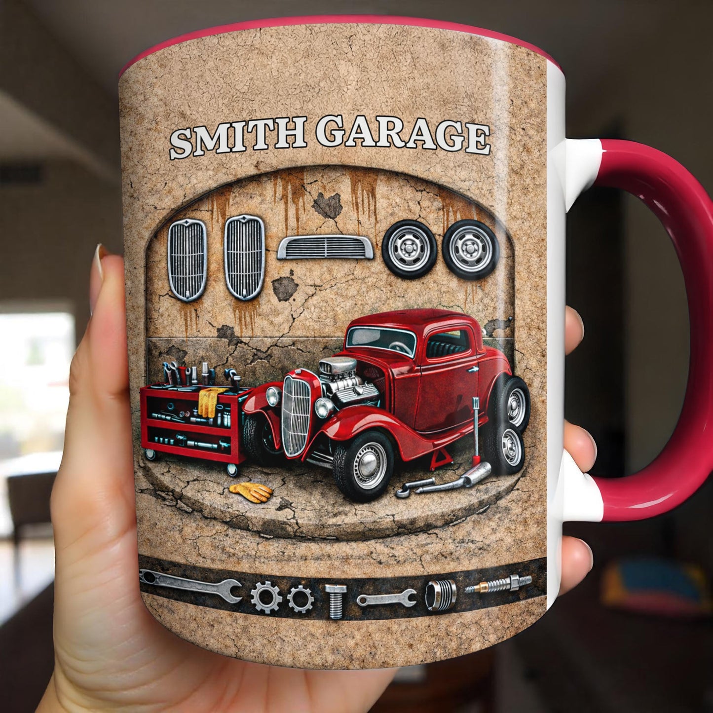 Personalized Vintage Hot Rod Garage Mug