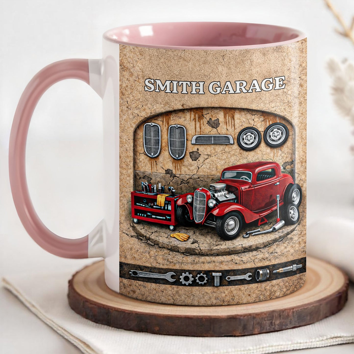 Personalized Vintage Hot Rod Garage Mug