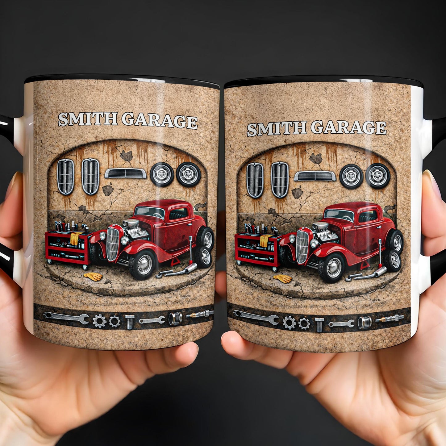 Personalized Vintage Hot Rod Garage Mug
