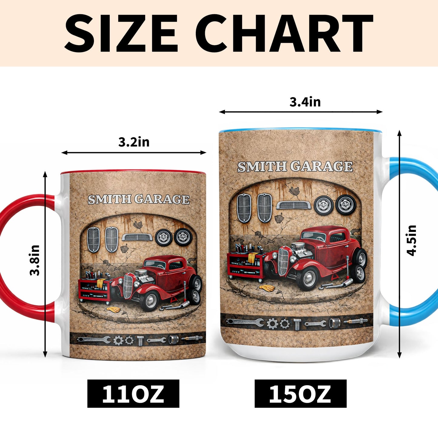 Personalized Vintage Hot Rod Garage Mug