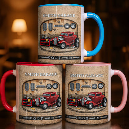Personalized Vintage Hot Rod Garage Mug