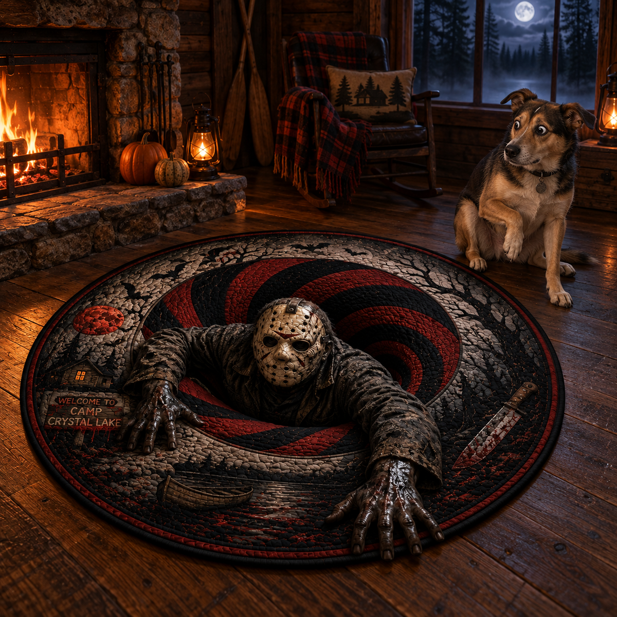 Jason Voorhees 3D Illusion Halloween Round Rug – The Night He Came Home
