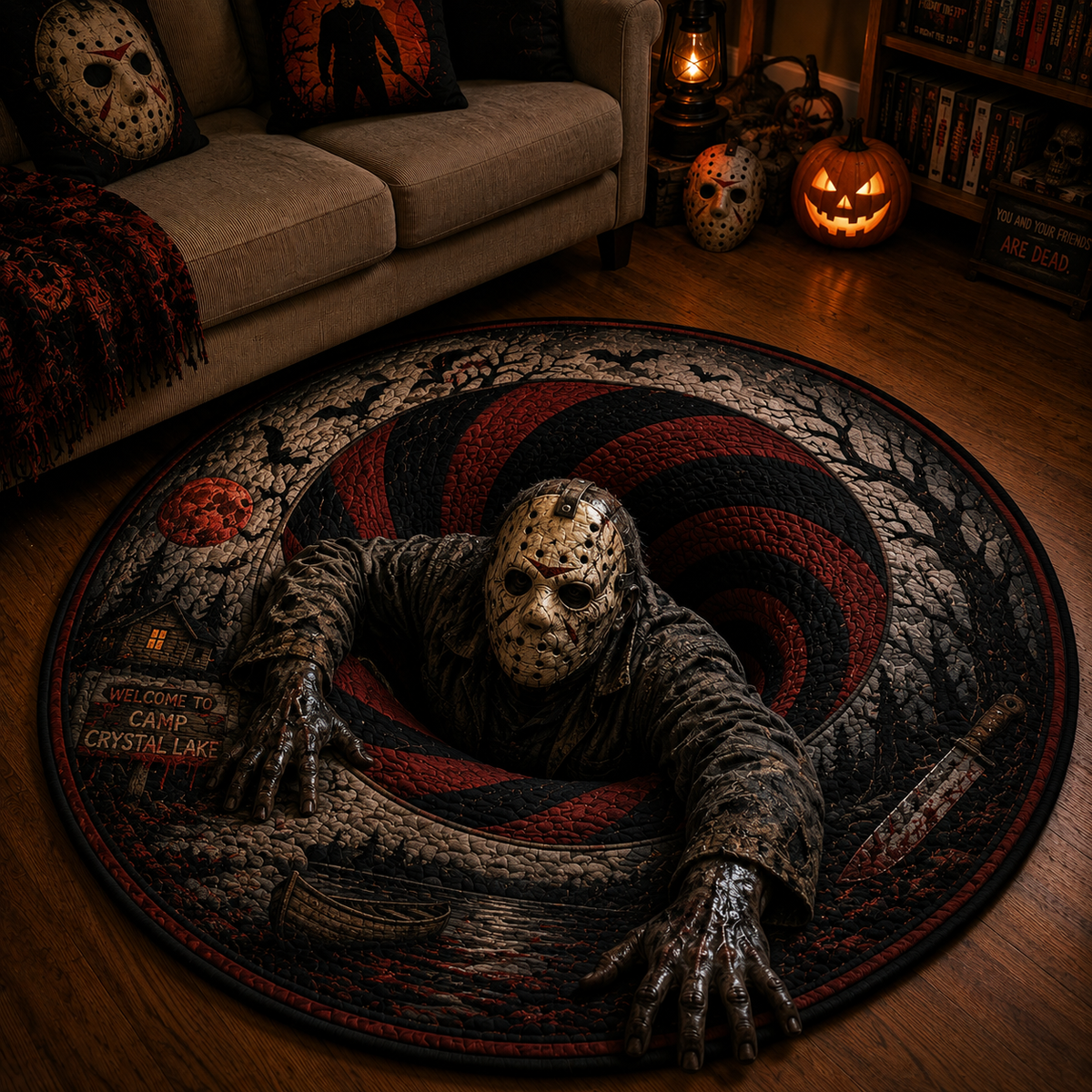 Jason Voorhees 3D Illusion Halloween Round Rug – The Night He Came Home