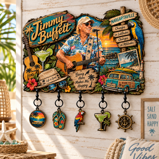 Jimmy Buffett Wall Key Holder – Music Legend Wall Key Rack