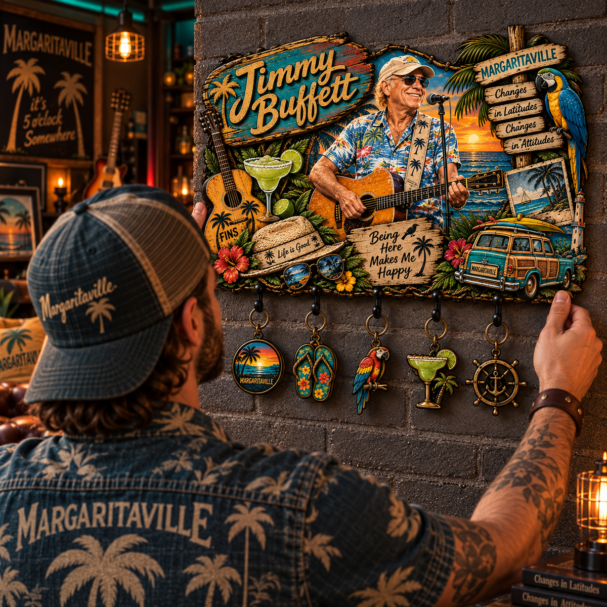 Jimmy Buffett Wall Key Holder – Music Legend Wall Key Rack