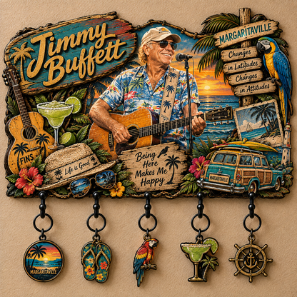 Jimmy Buffett Wall Key Holder – Music Legend Wall Key Rack