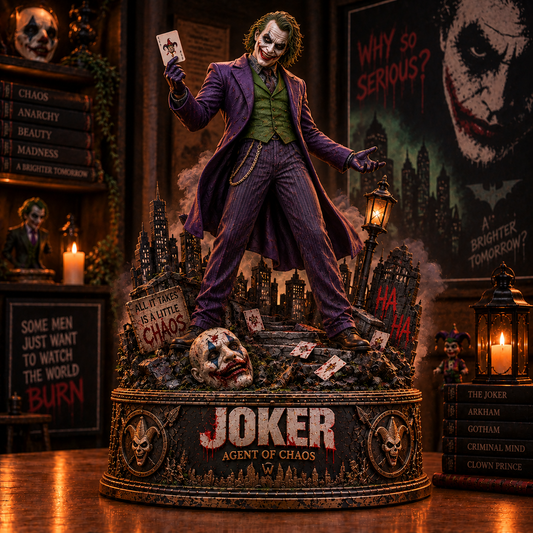 Joker Agent of Chaos Gotham Villain Collectible Wooden Block - Collectible Table Decor