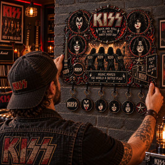 KISS Rock and Roll All Nite Vintage Rock Wall Key Holder – Music Legend Wall Key Rack