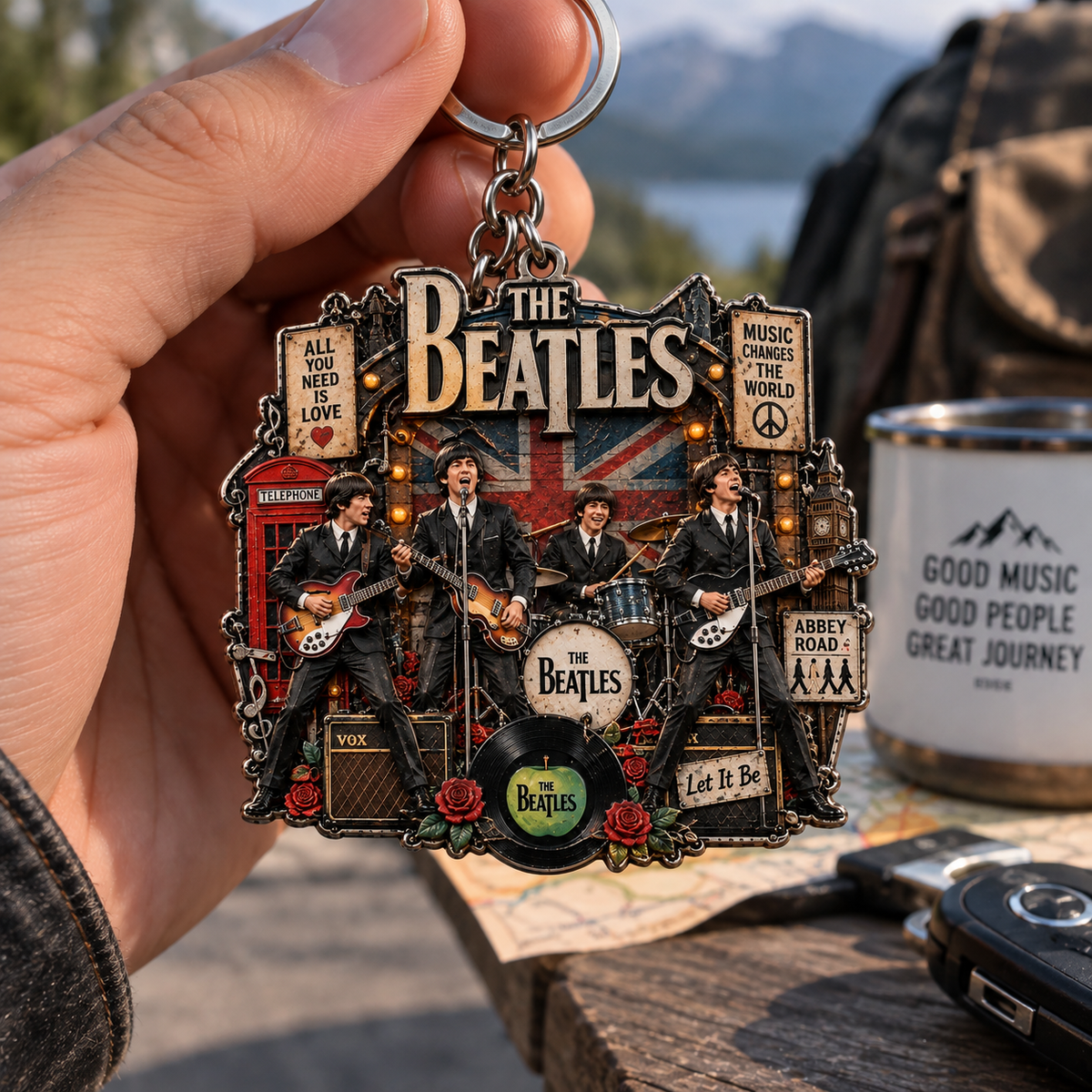 The Beatles All You Need Is Love Vintage Rock Acrylic Keychain