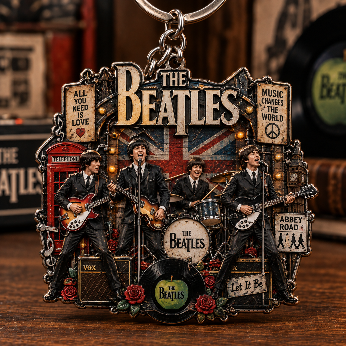 The Beatles All You Need Is Love Vintage Rock Acrylic Keychain
