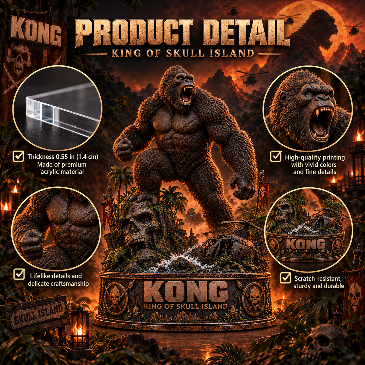 Kong King of Skull Island – Collectible Acrylic Plaque Table Decor