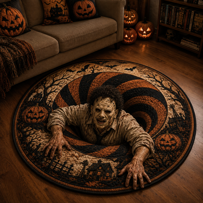 Leatherface 3D Illusion Halloween Round Rug – Texas Chainsaw Nightmare