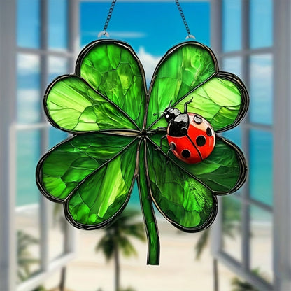 Shamrock St. Patrick’s Day  Faux Stained Glass Acrylic Suncatcher