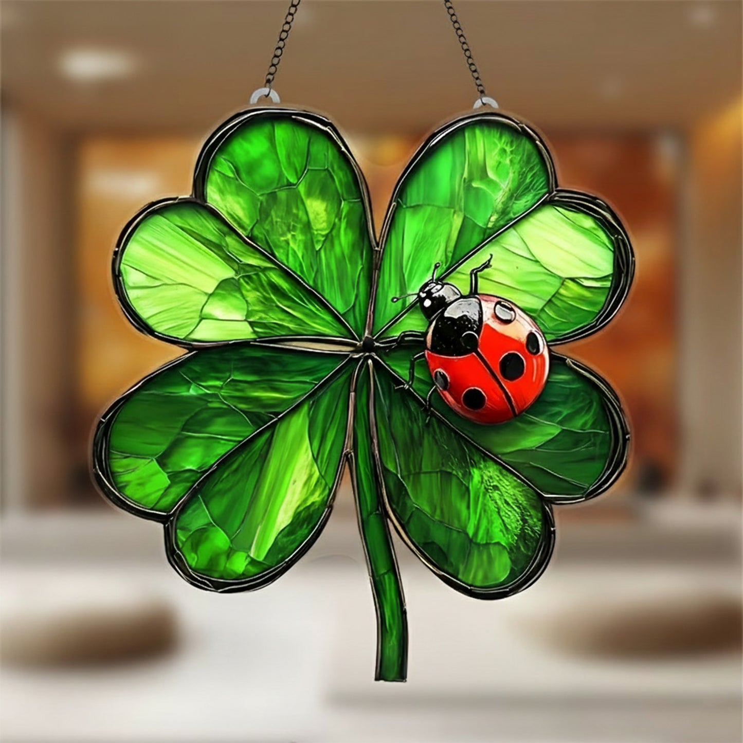 Shamrock St. Patrick’s Day  Faux Stained Glass Acrylic Suncatcher