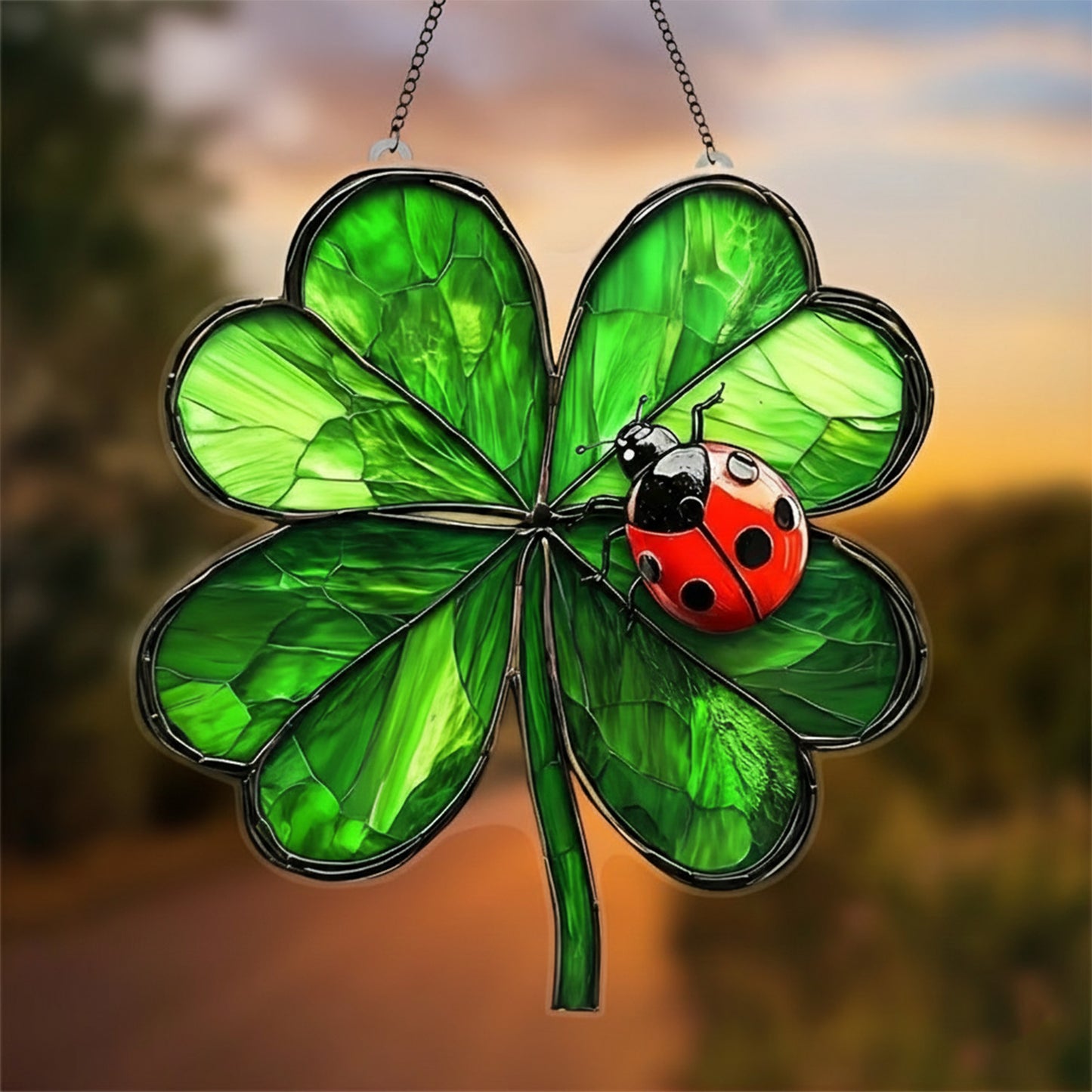 Shamrock St. Patrick’s Day  Faux Stained Glass Acrylic Suncatcher