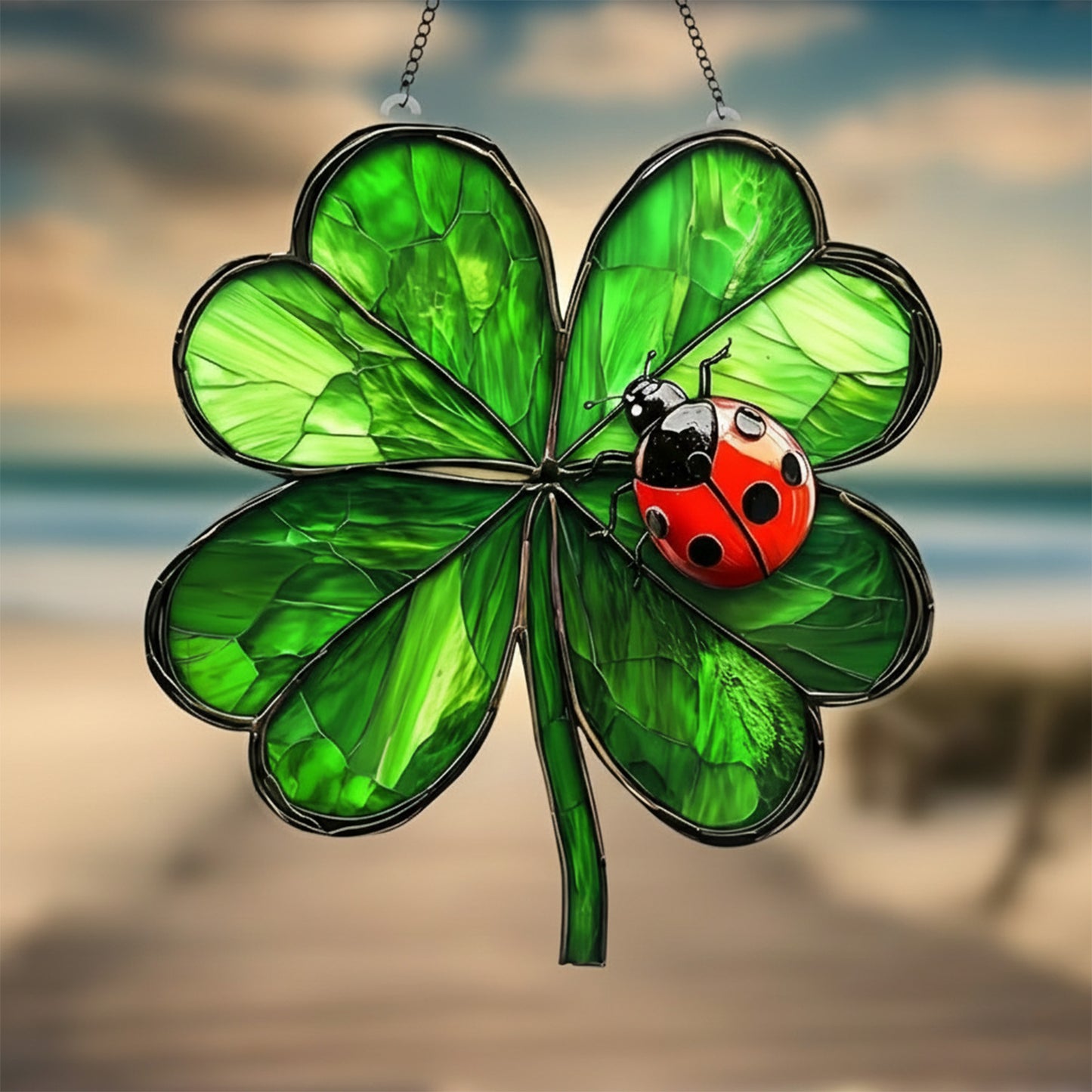 Shamrock St. Patrick’s Day  Faux Stained Glass Acrylic Suncatcher