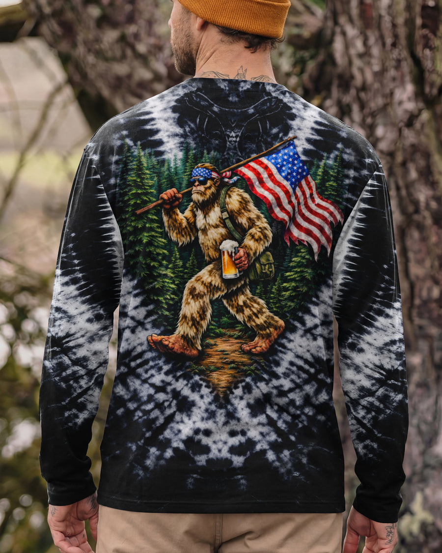 BIGFOOT WITH FLAG SWIRL ALL OVER PRINT SHIRT