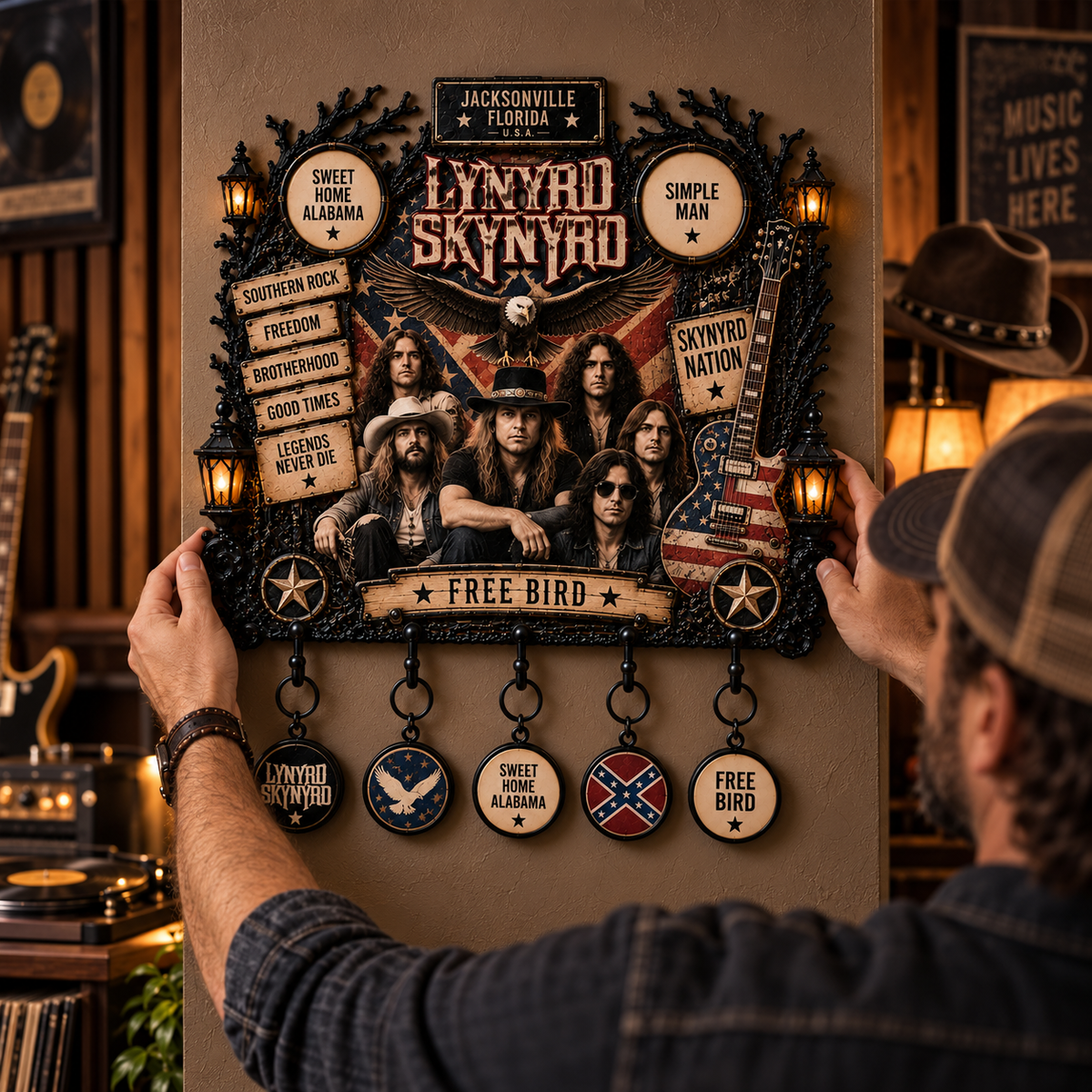 Lynyrd Skynyrd Free Bird Wall Key Holder – Music Legend Wall Key Rack