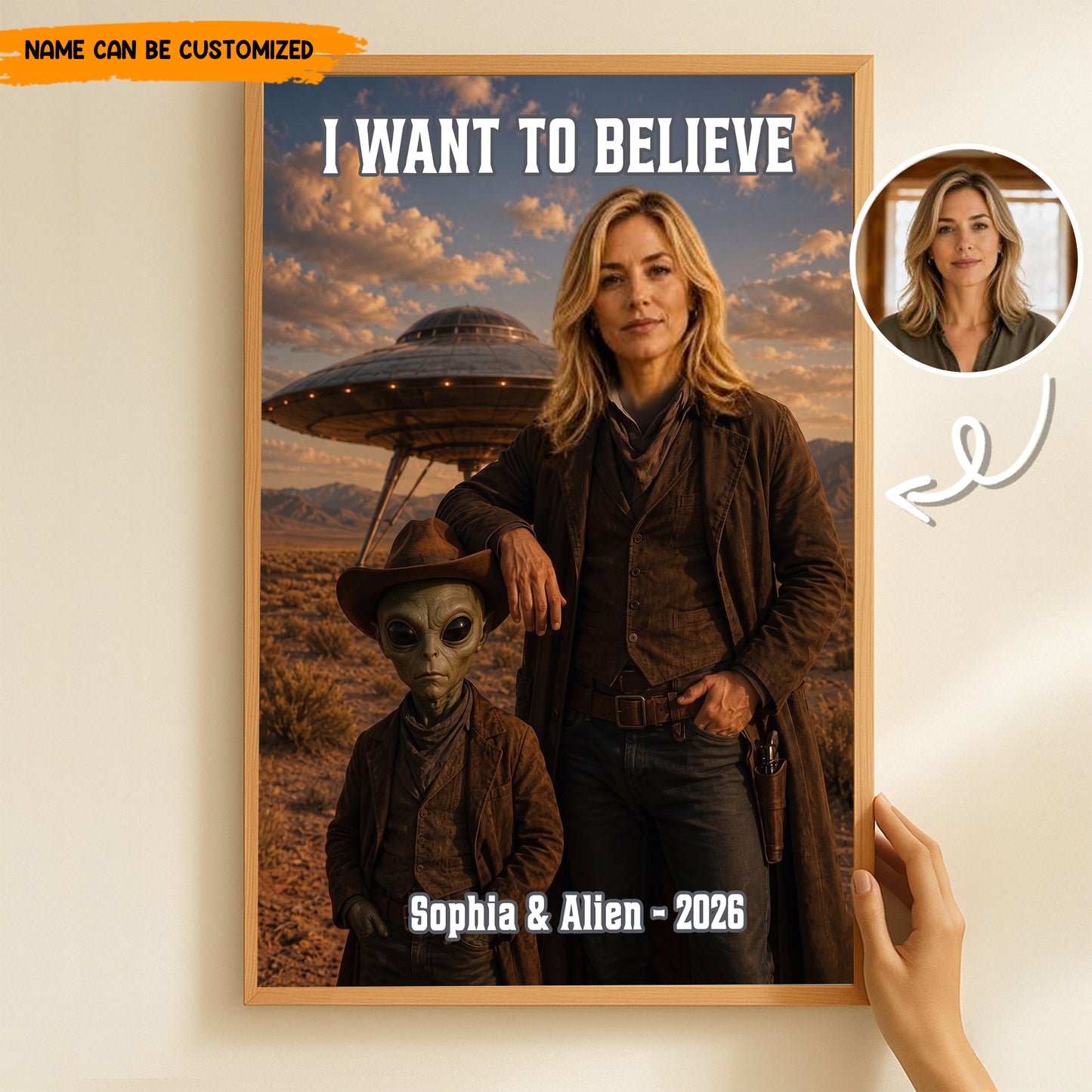 I Want To Believe – Personalized UFO Selfie Photo Poster & Canvas