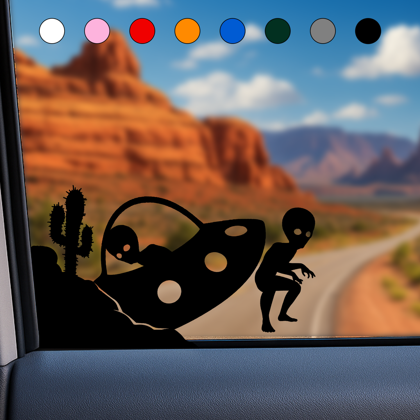 UFO & Alien Visitor Sticker