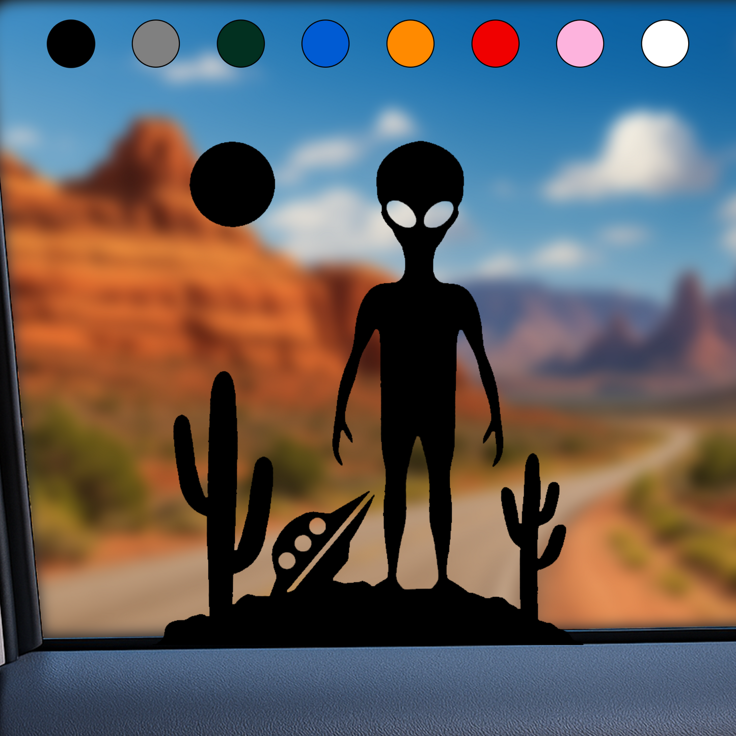 UFO & Alien Desert Landing Sticker